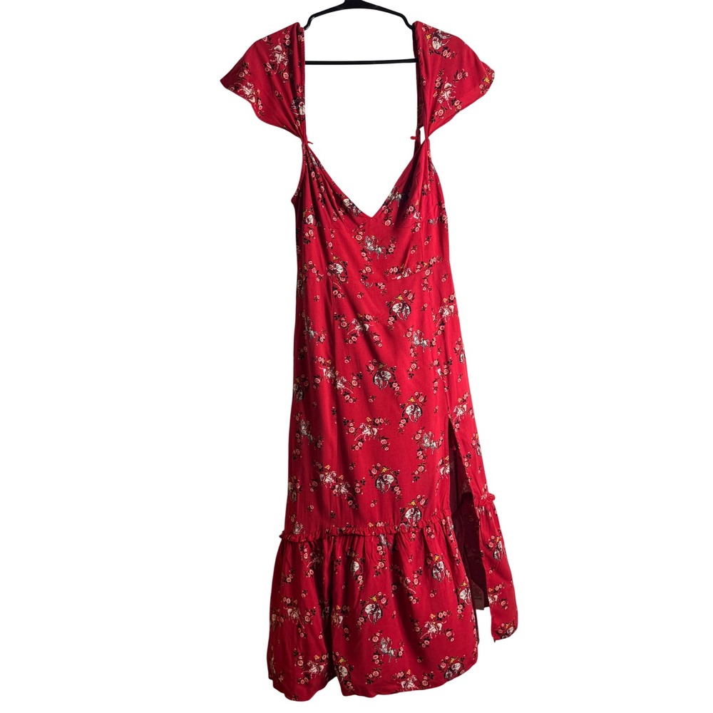 Urban Outfitters Women M Siren Cowgirl Horse Floral Lace Up Back Midi Dress